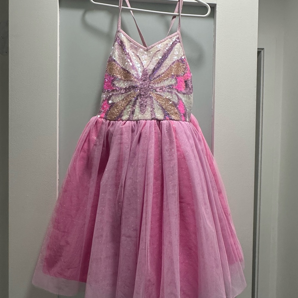 Zunie Pink Butterfly Sequin Dress